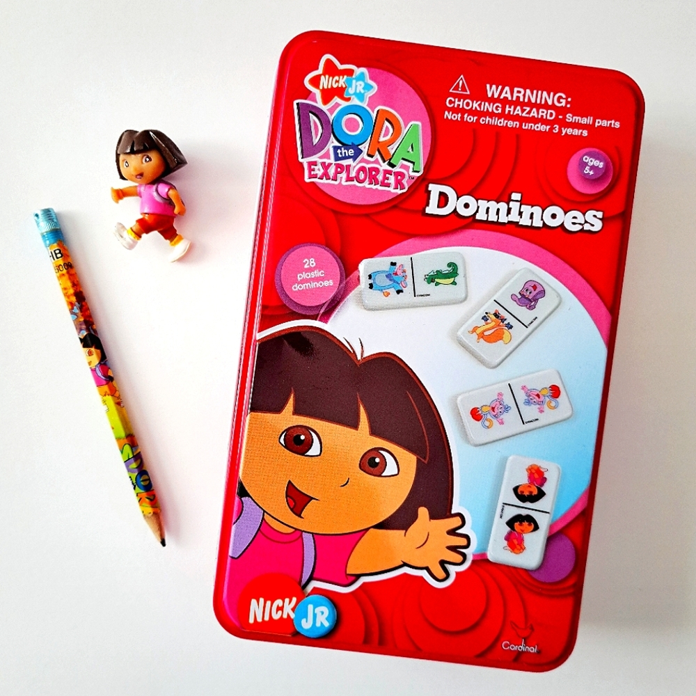 Vtg Y2k Nickleodeon Nick Jr Dora the Explorer Pencil Topper Dominoes & Pencil 3p